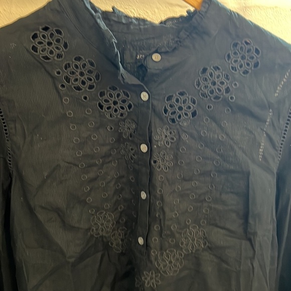 J Crew // Eyelet Lace Ruffle Long Sleeve Button Down Blouse - Picture 5 of 9